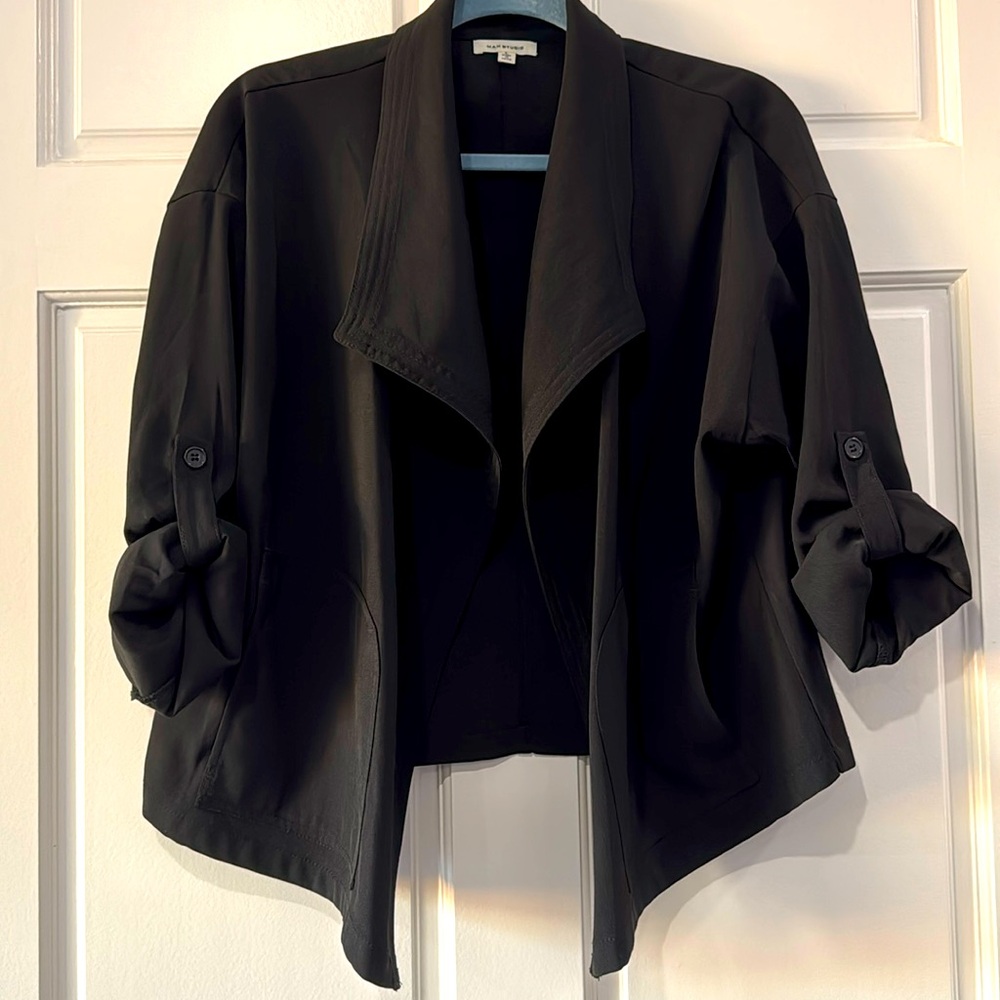 Twill Drape Front Short Jacket